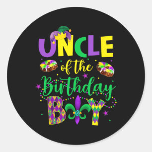 Uncle Of The Birthday Boy Shirt Mardi Gras Uncle T Classic Round Sticker