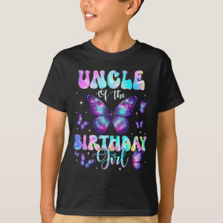 Uncle Of The Birthday Girl Butterfly Tie-Dye T-Shirt