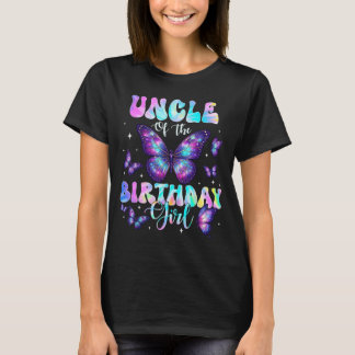 Uncle Of The Birthday Girl Butterfly Tie-Dye T-Shirt