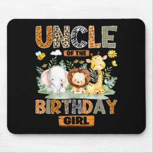 Uncle of The Birthday Girl Safari le Wild Animals Mouse Pad