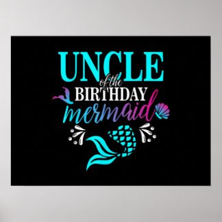 Uncle Of The Birthday Mermaid Matching Family Poster