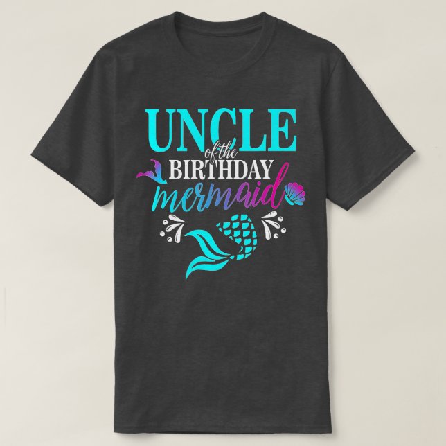 Uncle Of The Birthday Mermaid Matching Family  T-Shirt (Design Front)