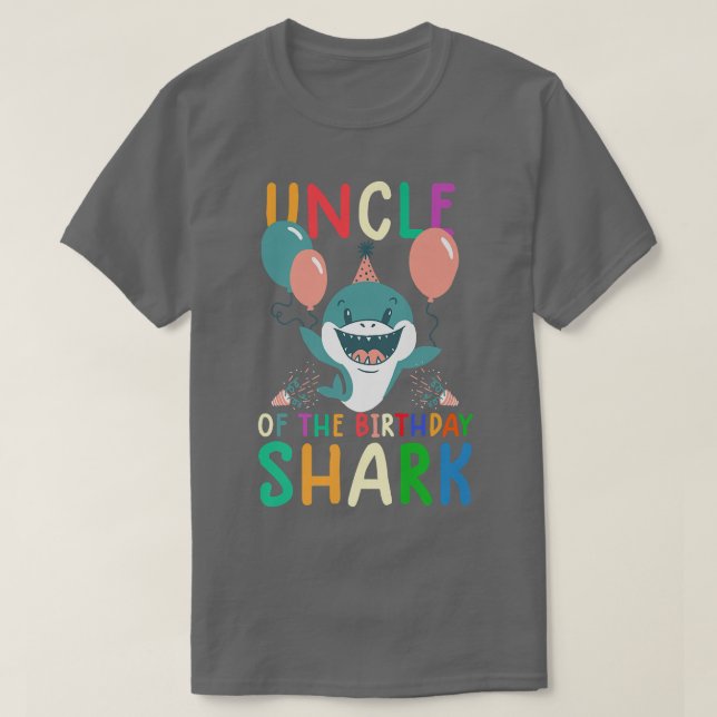 Uncle of the birthday shark shirt birthday family  (Design Front)