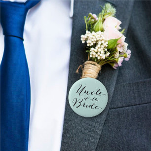 Uncle of the Bride Script Baby Blue Wedding Party 6 Cm Round Badge