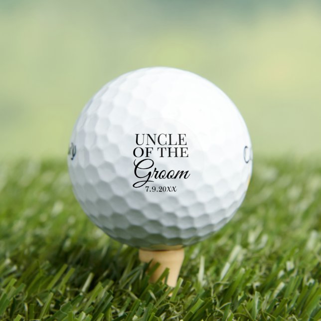 Uncle of the Groom Personalised Wedding Date Golf Balls (Insitu Tee)