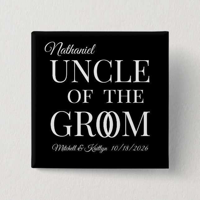 Uncle of the Groom Wedding 15 Cm Square Badge (Front)