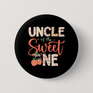 Uncle of The Sweet One Peach 1st Birthday Girl 6 Cm Round Badge