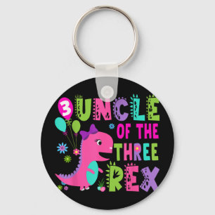 Uncle Of The Three Rex Dinosaur T-rex 3rd Birthday Key Ring