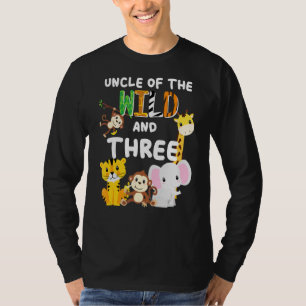 Uncle Of The Wild And Three Zoo Birthday Safari T-Shirt