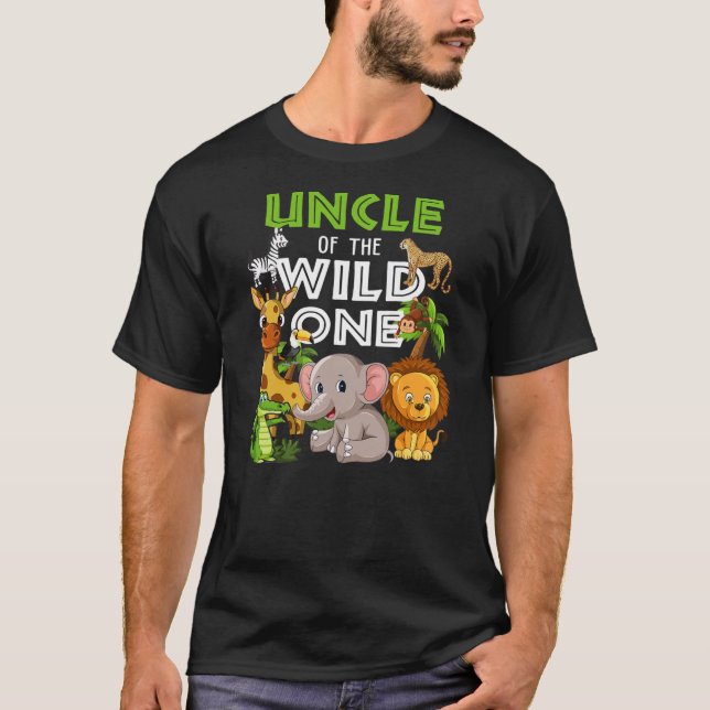 Uncle of the Wild One Zoo Birthday Safari Jungle T-Shirt (Front)
