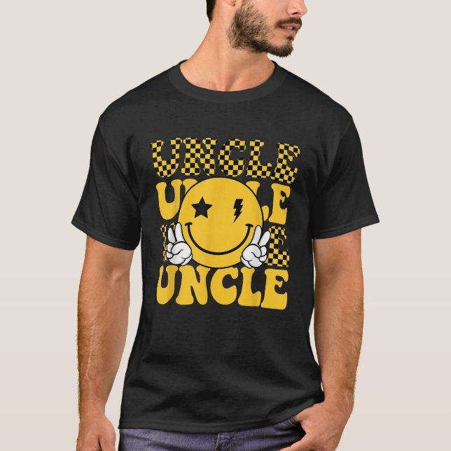 Uncle One Happy Dude 1st Smile Face Birthday Famil T-Shirt (Front)