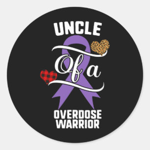 Uncle Overdose Awareness Leopard Buffalo Plaid Fam Classic Round Sticker