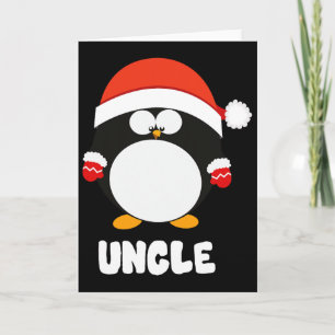 Uncle Penguin Christmas Santa T Shirt Family Match Card