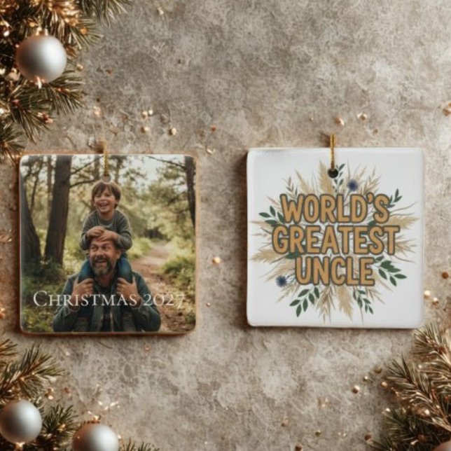 Uncle Photo Christmas Ornament – Best Uncle Ever (Uncle photo Christmas ornament)
