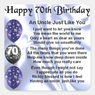Uncle Poem - 70th Birthday Square Sticker