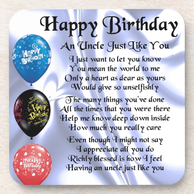 Uncle Poem - Happy Birthday Coaster (Front)