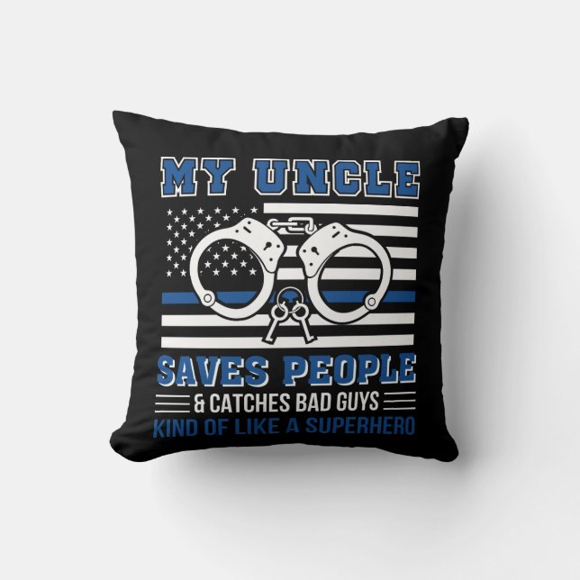 Uncle Police Save People Catches Bad Guy Cushion (Front)