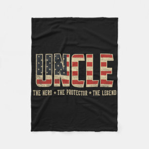 Uncle Protector Hero Legend Usa Flag Uncle Father' Fleece Blanket