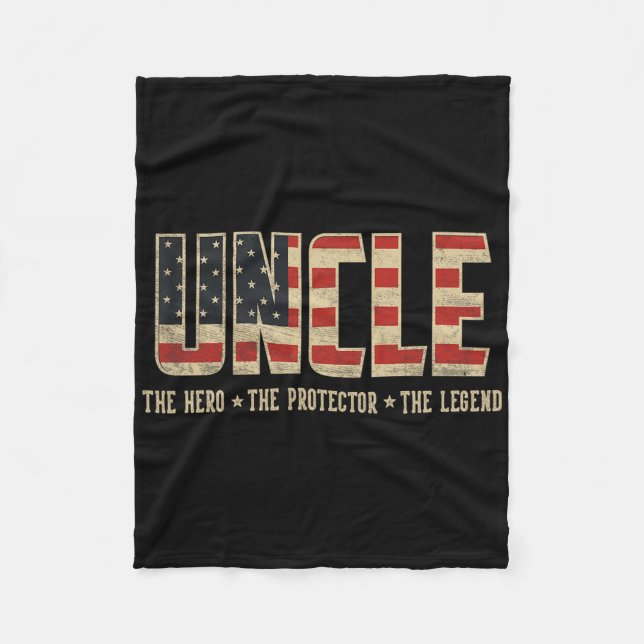 Uncle Protector Hero Legend Usa Flag Uncle Father' Fleece Blanket (Front)