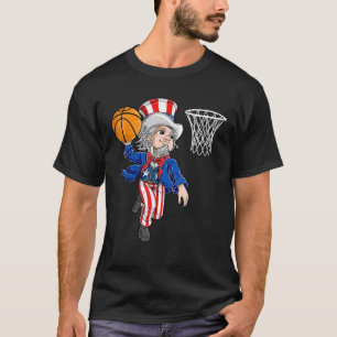 Uncle Sam 4th Of July Basketball Dunk Boys Men Ame T-Shirt