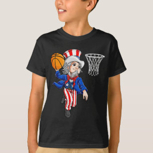 Uncle sam 4th of july basketball dunk boys men T-Shirt