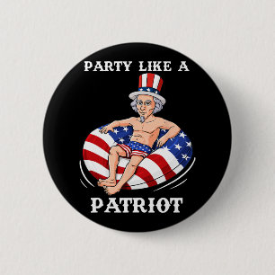 Uncle Sam 4th Of July USA Patriot Fun  6 Cm Round Badge