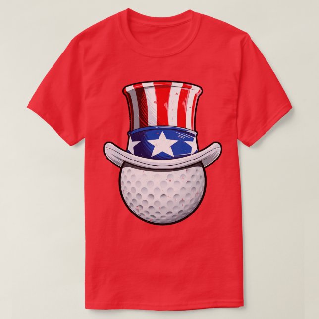 Uncle Sam American Flag Hat Golf Golfer 4th of Jul T-Shirt (Design Front)