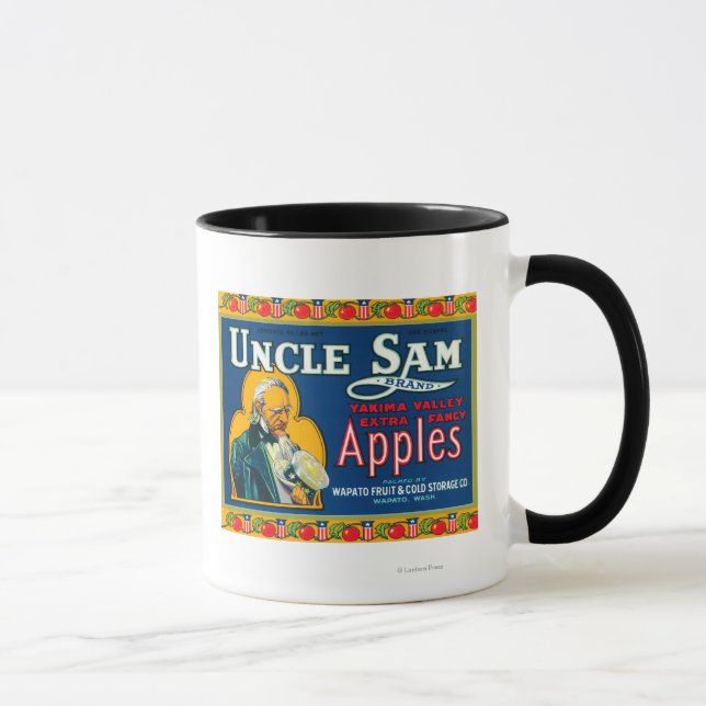 Uncle Sam Apple Label (blue) - Wapato, WA Mug (Right)