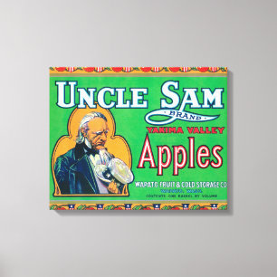 Uncle Sam Apple Label (green) - Wapato, WA Canvas Print