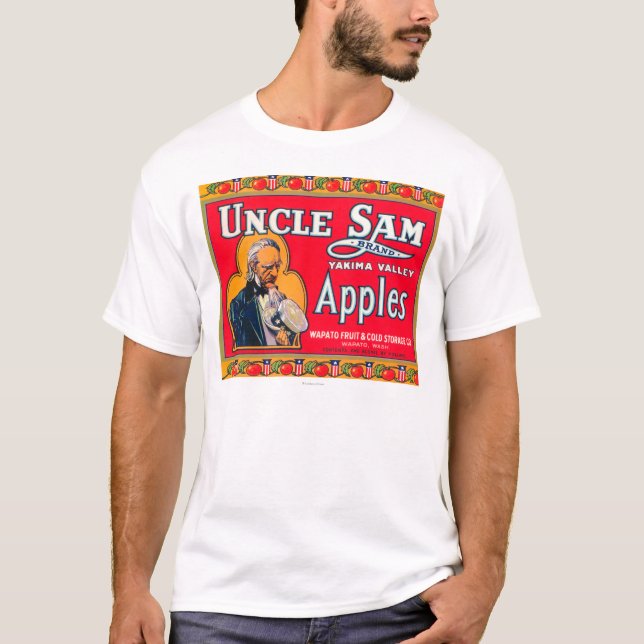 Uncle Sam Apple Label (red) - Wapato, WA T-Shirt (Front)