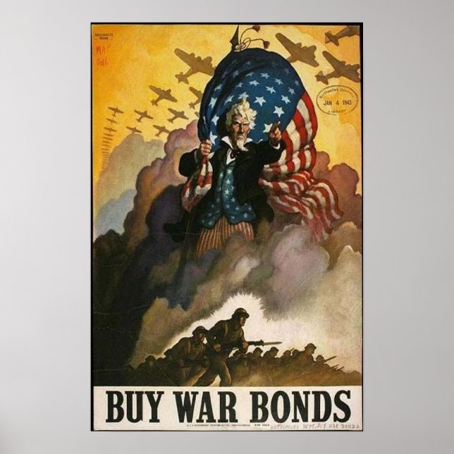 Uncle Sam: Buy War Bonds Poster (Front)
