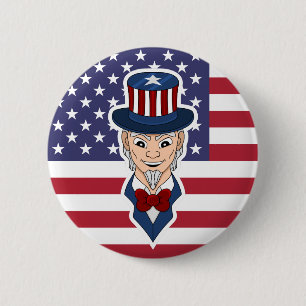 Uncle Sam cartoon 6 Cm Round Badge