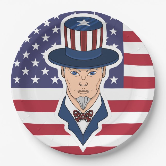 Uncle Sam cartoon Paper Plate (Front)