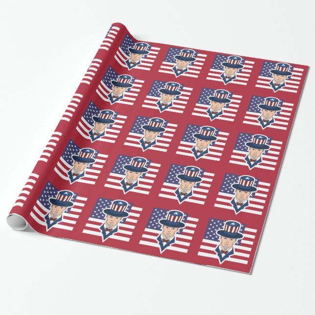Uncle Sam cartoon Wrapping Paper (Unrolled)