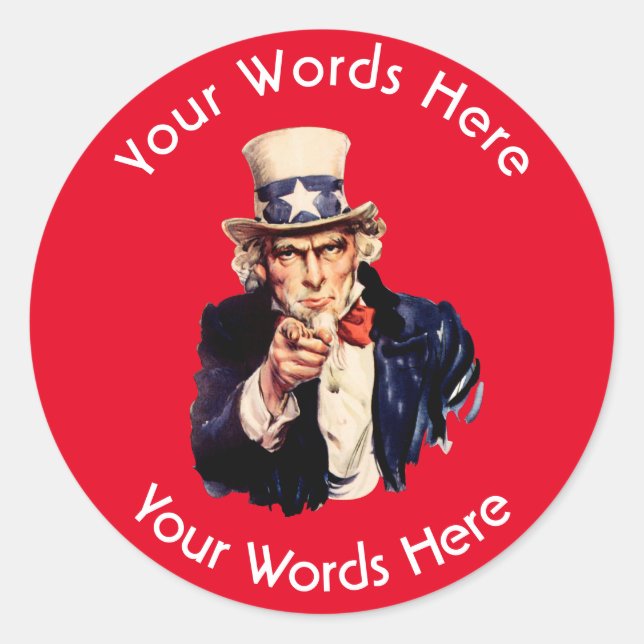 Uncle Sam Custom Classic Round Sticker (Front)