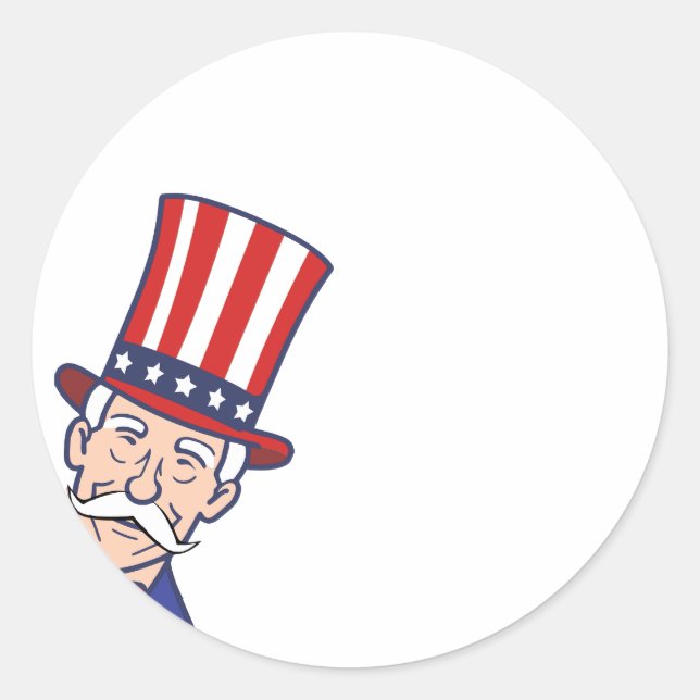 Uncle Sam Customisable 4th of July Classic Round Sticker (Front)
