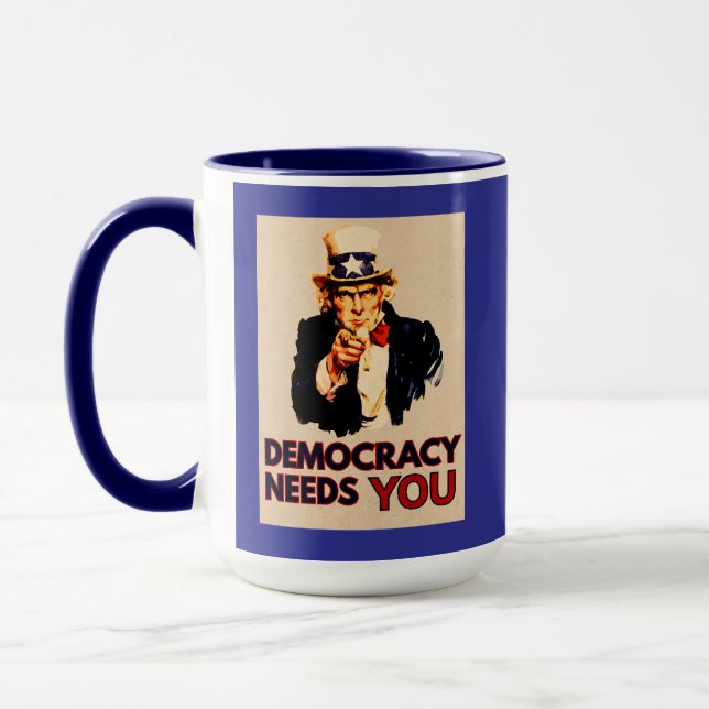 Uncle Sam 'Democracy Needs You'  Mug (Left)