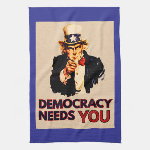 Uncle Sam 'Democracy Needs You' Tea Towel