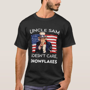 Uncle Sam Doesn't Care Snowflakes American flag_4 T-Shirt