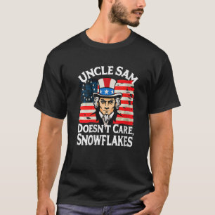 Uncle Sam Doesn't Care Snowflakes American Flag Pr T-Shirt
