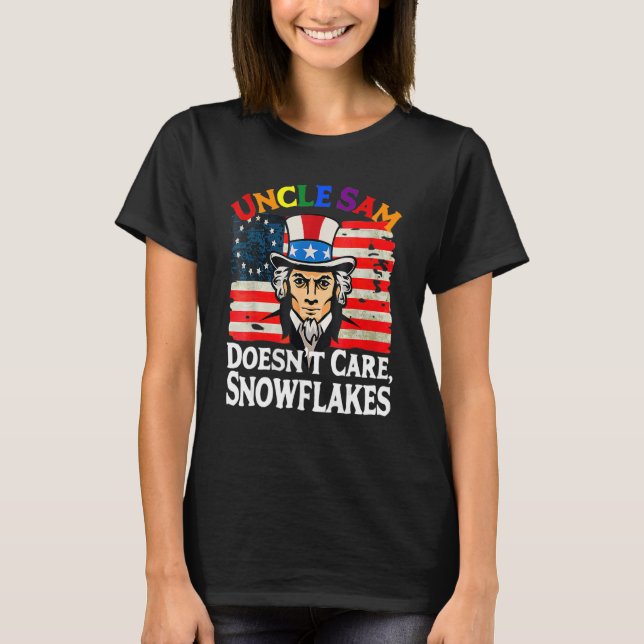 UNCLE SAM DOESN'T CARE SNOWFLAKES Funny American_4 T-Shirt (Front)