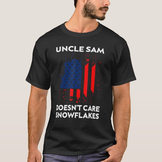 Uncle Sam Doesn't Care Snowflakes Funny American F T-Shirt (Front)