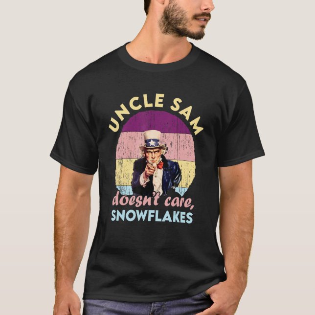 Uncle Sam Doesn't Care Snowflakes Vintage T-Shirt (Front)