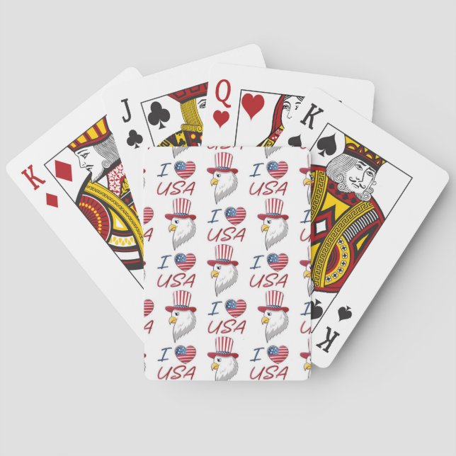 Uncle Sam Eagle & Heart Patriotic Playing Cards (Back)