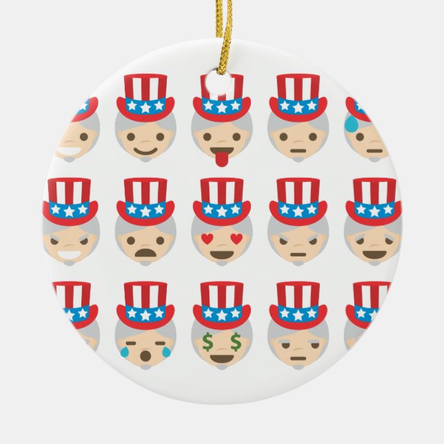 uncle sam emoji ceramic tree decoration (Front)