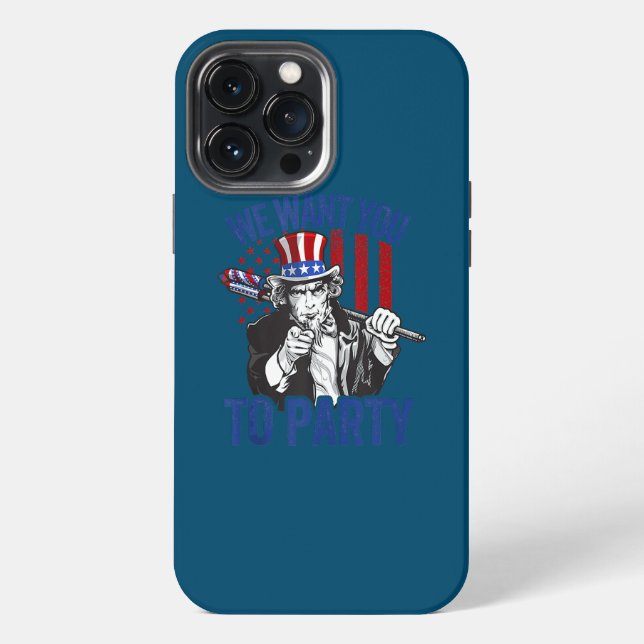 Uncle Sam Firework 4th Of July Men American USA iPhone Case (Back)