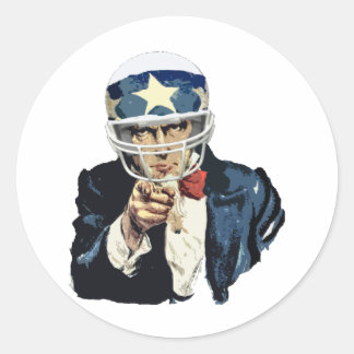 uncle sam football classic round sticker