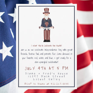 Uncle Sam Fourth of July Party   Patriotic  Invitation