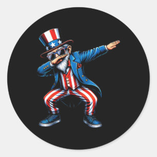 Uncle Sam Funny 4th Of July Patriotic Boys Girls M Classic Round Sticker