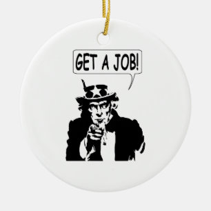 Uncle Sam Get A Job Ceramic Tree Decoration